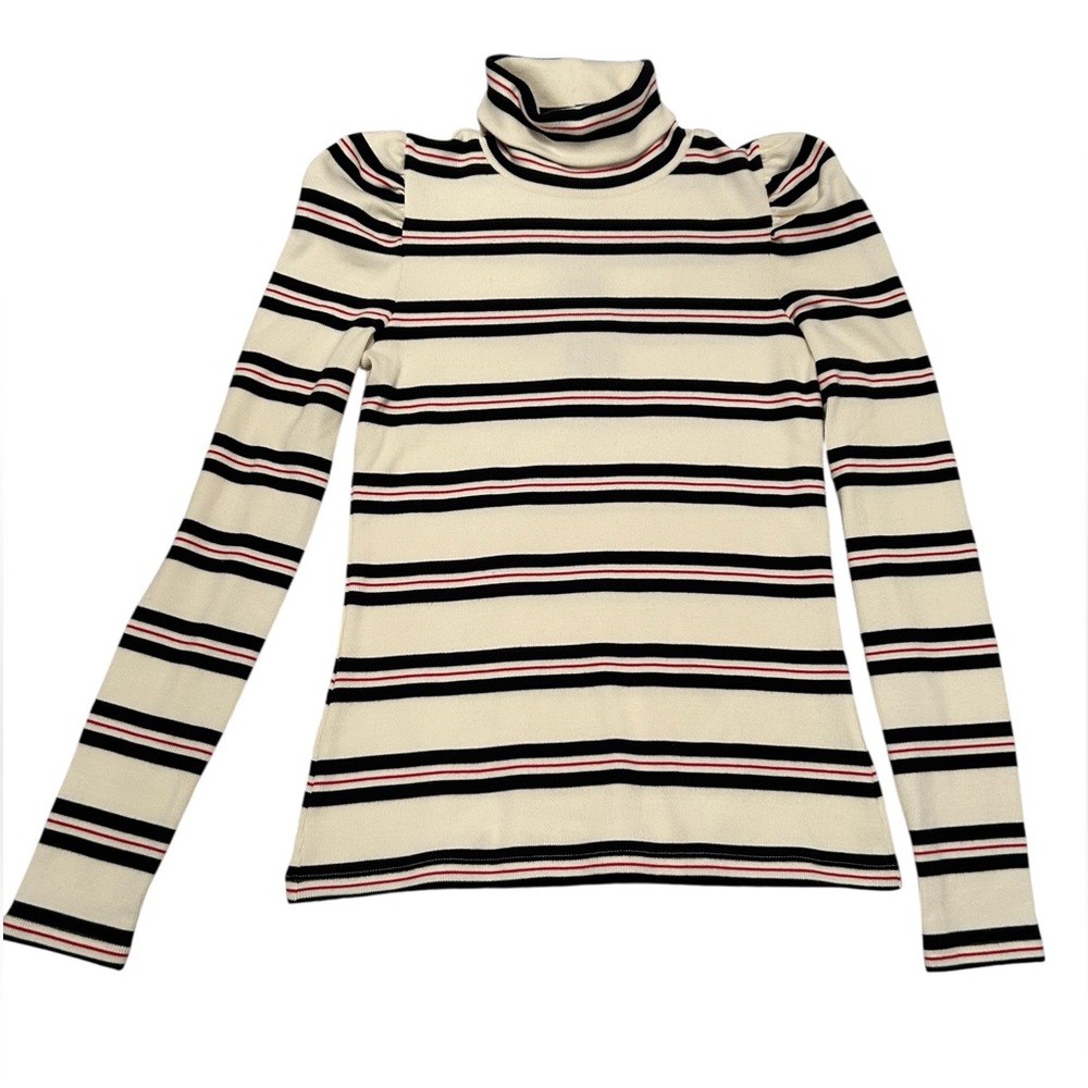 Veronica Beard Red and Black Striped Turtleneck sweater